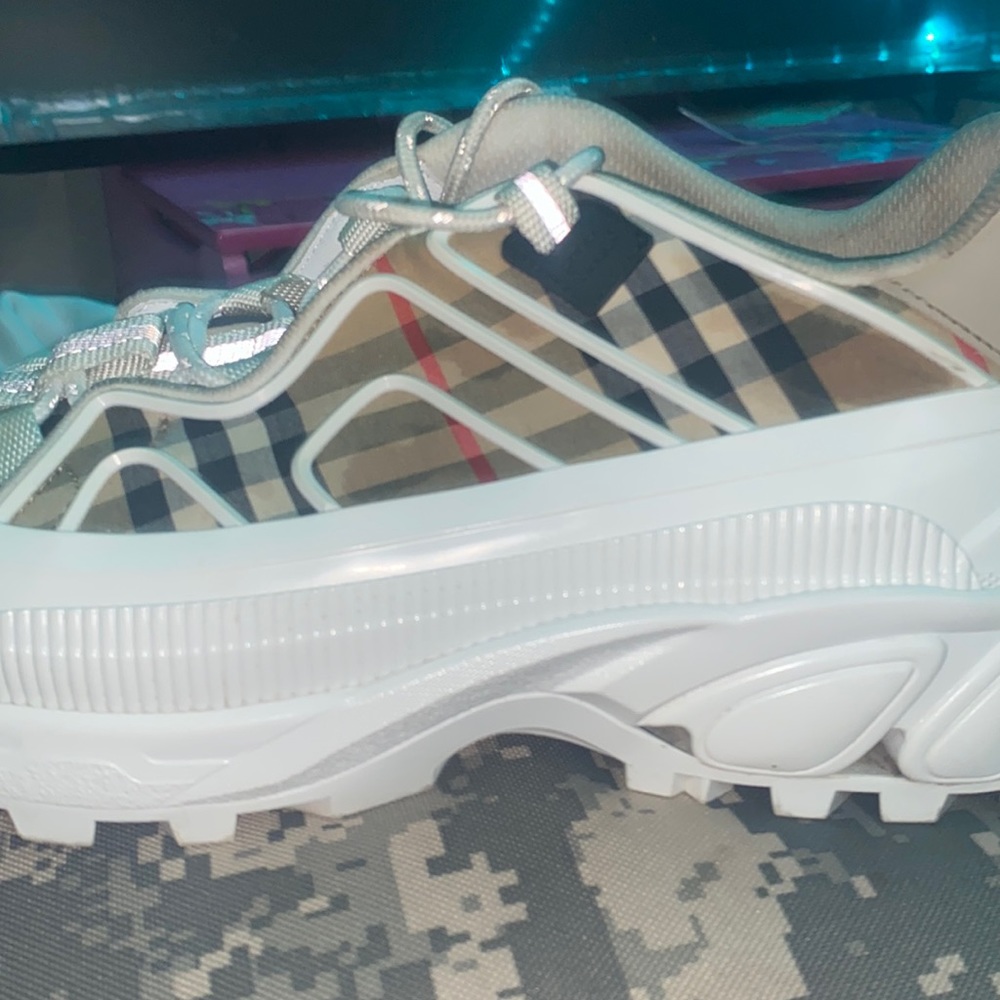 Burberry 
Vintage Check Cotton and Leather Arthur Sneakers